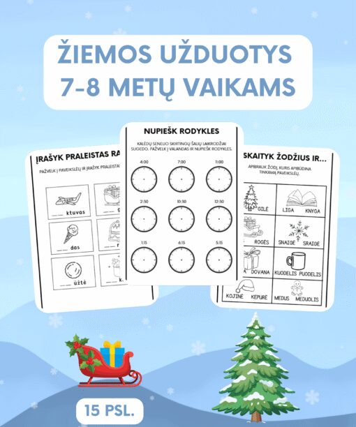 Žiemos užduotys 7-8 metų vaikams