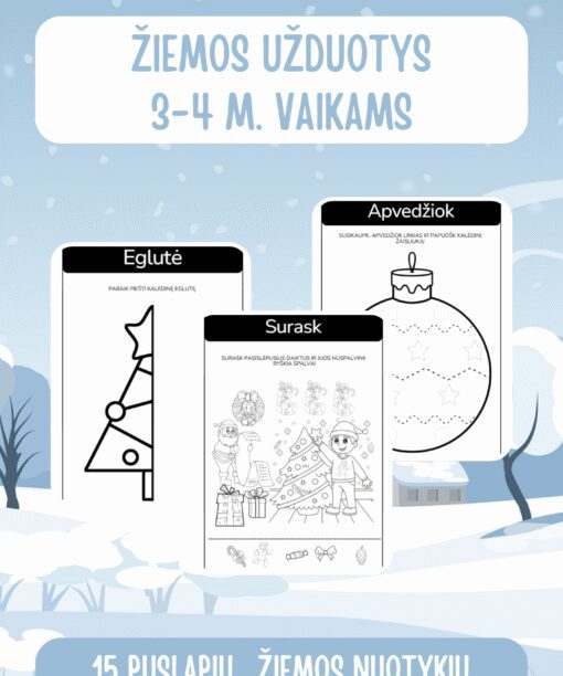 Žiemos užduotėlės 3-4 metų vaikams