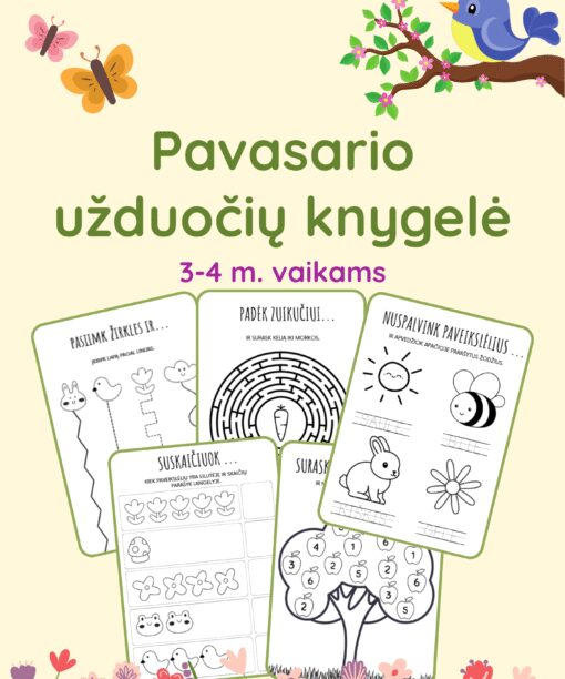 Pavasario užduotys 3-4 metų vaikams