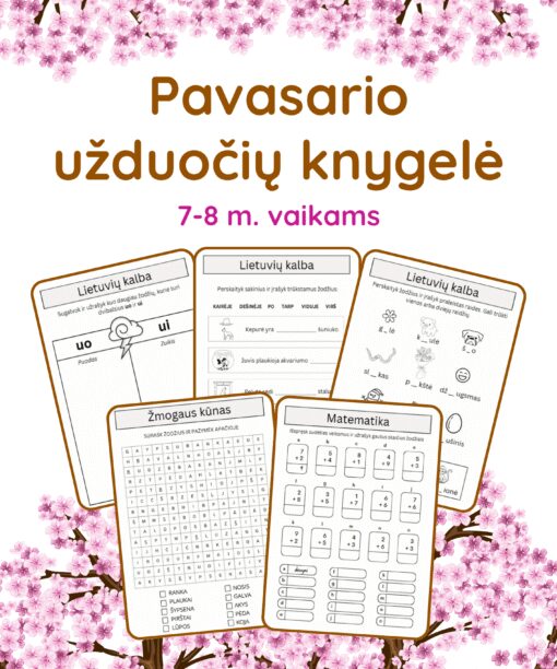 Pavasario užduotys 7-8 metų vaikams