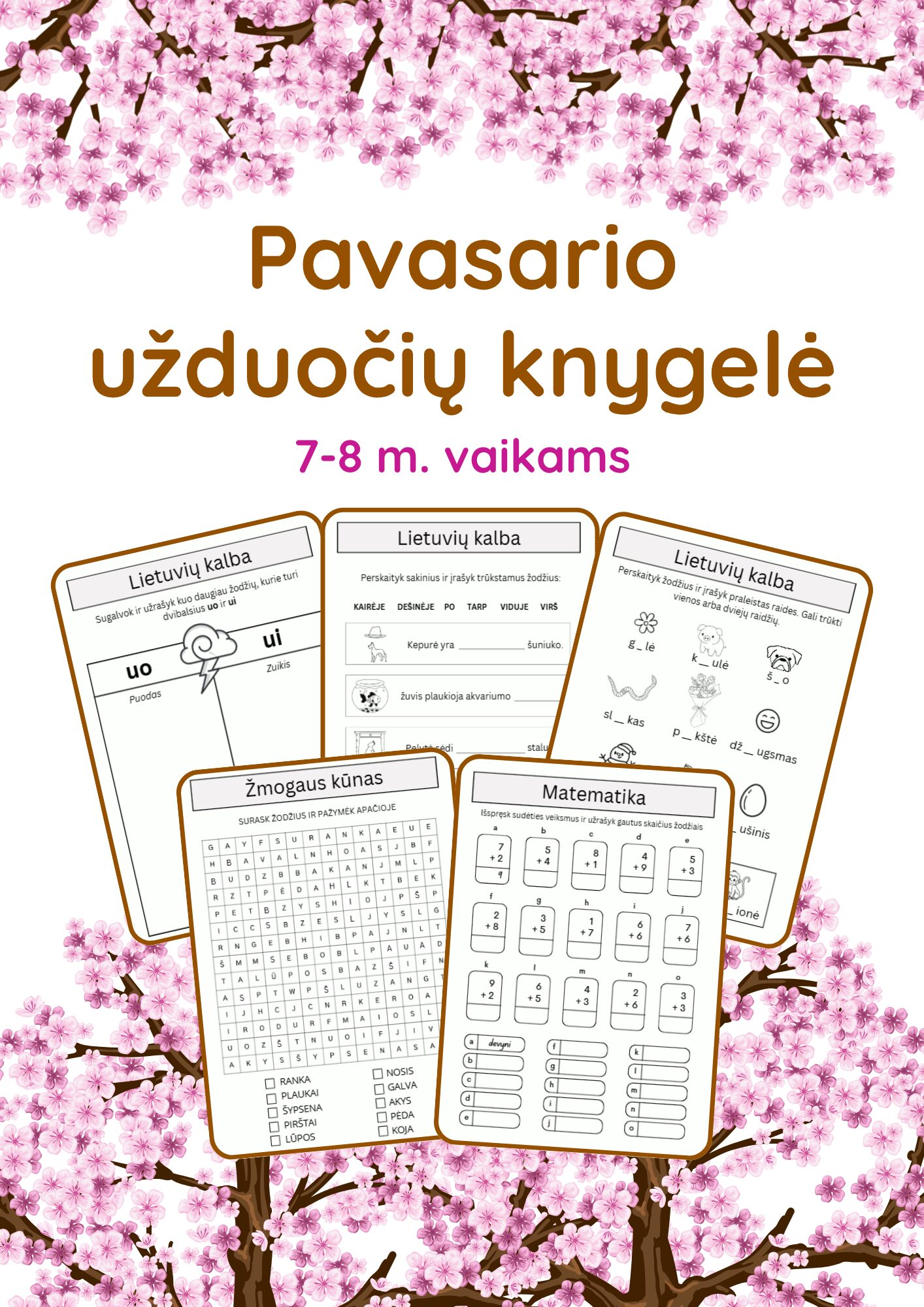 Pavasario užduotys 7-8 metų vaikams